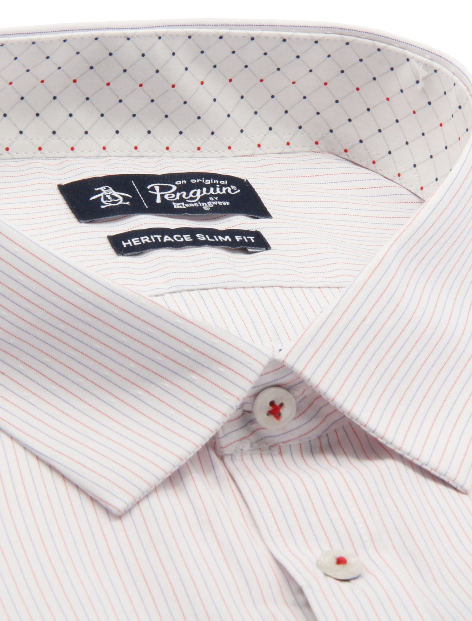 Camisa de Vestir Original Penguin Blanca con Líneas Slim Fit